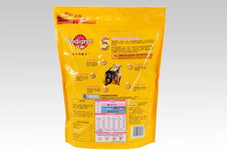 Pet food packaging bag